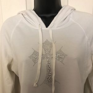 Olive & Pique rhinestone cross hoodie - size large